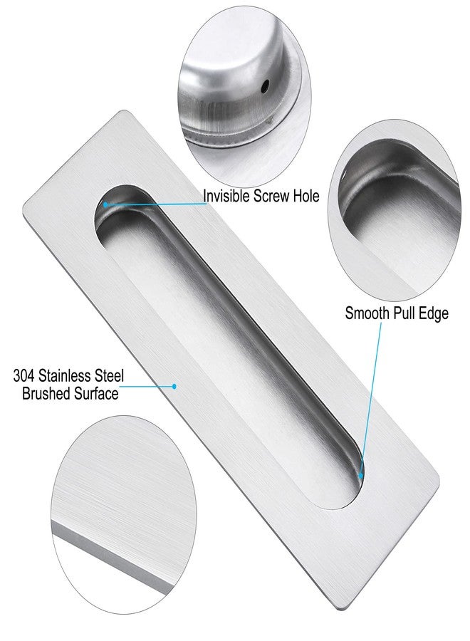 Malimali 7 Inch Large Recessed Finger Flush Pulls for Barn and Pocket Doors, Heavy Duty Sliding Closet Handle, Brushed Stainless Steel Rectangular Hardware (2 Pack) - Image 3