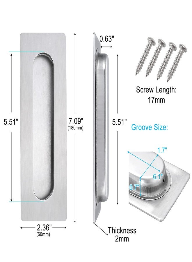 Malimali 7 Inch Large Recessed Finger Flush Pulls for Barn and Pocket Doors, Heavy Duty Sliding Closet Handle, Brushed Stainless Steel Rectangular Hardware (2 Pack) - Image 2