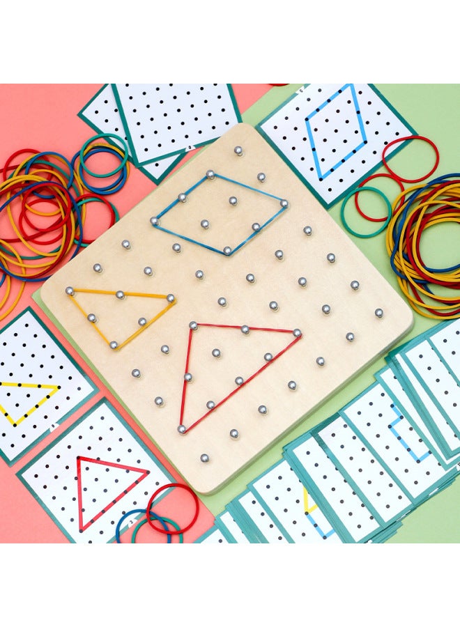 مونتيسوري التعليم المبكر روضة الأطفال الخشبية الصف الأول الرياضيات وسائل تعليمية هندسية لوحة الأظافر أدوات التعلم للأطفال ألعاب تعليمية بالجملة اللون: ترقية لوحة الأظافر الكبيرة (صندوق اللون فاخر) - Image 5