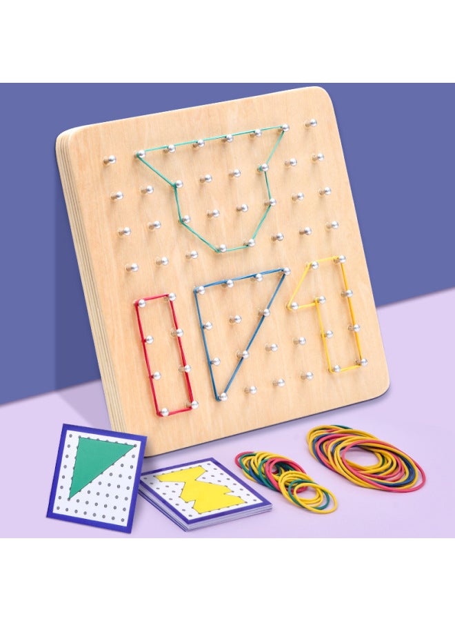 مونتيسوري التعليم المبكر روضة الأطفال الخشبية الصف الأول الرياضيات وسائل تعليمية هندسية لوحة الأظافر أدوات التعلم للأطفال ألعاب تعليمية بالجملة اللون: ترقية لوحة الأظافر الكبيرة (صندوق اللون فاخر) - Image 3
