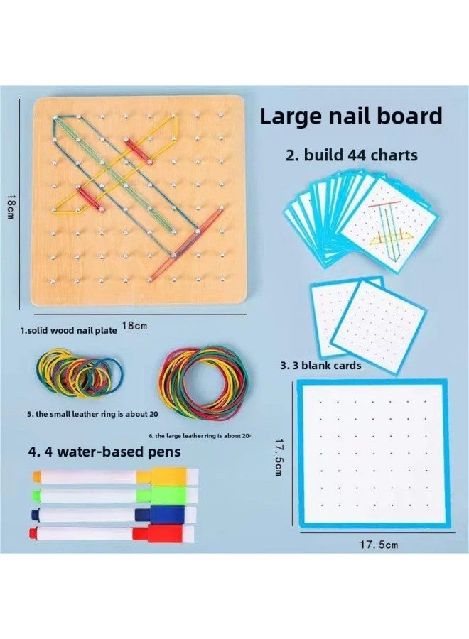 مونتيسوري التعليم المبكر روضة الأطفال الخشبية الصف الأول الرياضيات وسائل تعليمية هندسية لوحة الأظافر أدوات التعلم للأطفال ألعاب تعليمية بالجملة اللون: ترقية لوحة الأظافر الكبيرة (صندوق اللون فاخر) - Image 1