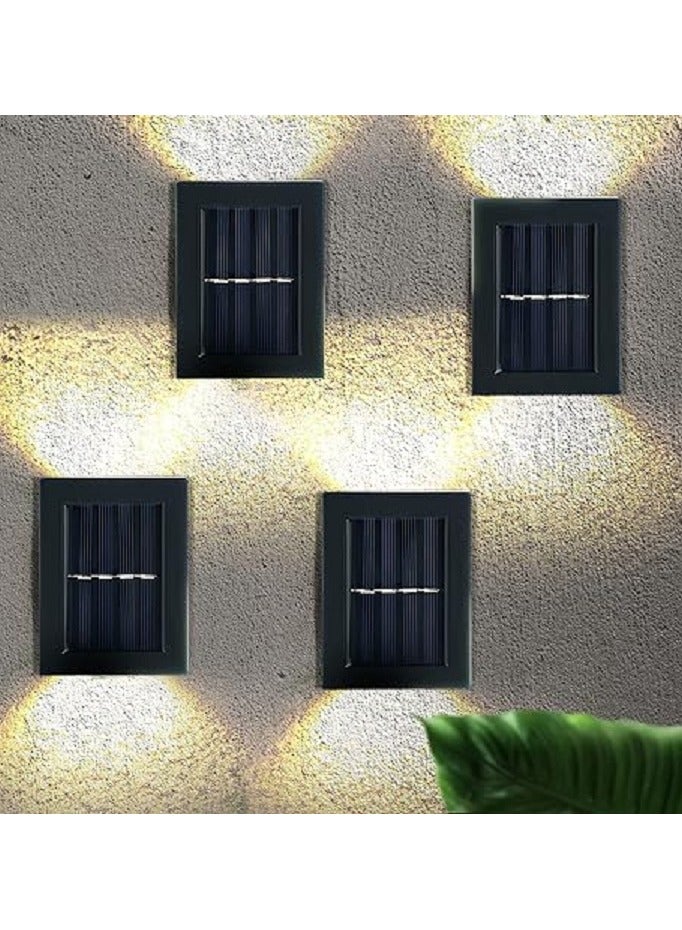 لمبات جدار تعمل بالطاقة الشمسية 4 قطع ، أسود، بلاستيك - Image 1