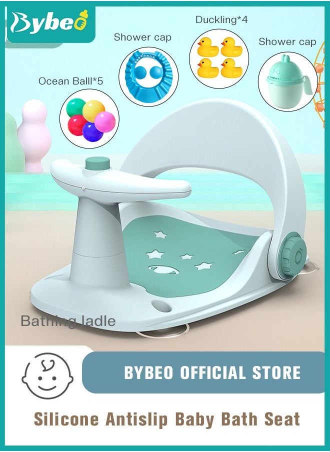 Bybeo Baby Bath Seat With Shower Gift Set, Infants Bathtub Seats, Sit up Shower's Chair for Babies 6 Months & Up, Non-Slip Soft Mat, Secure Suction Cups  - Image 1