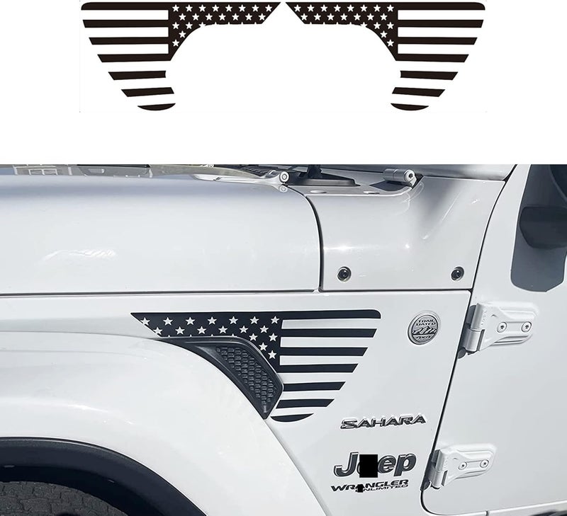 Zxiaochun Side Fender Vent American Flag Decals Precut USA Flag Vinyl Sticker for Jeep Wrangler JL JLU 2018-2022 2023 2024 2025 and Gladiator JT 2020 2021 2022 2023 2024 2025 Accessories(Matte Black) Multi-demand satisfied design - Image 1