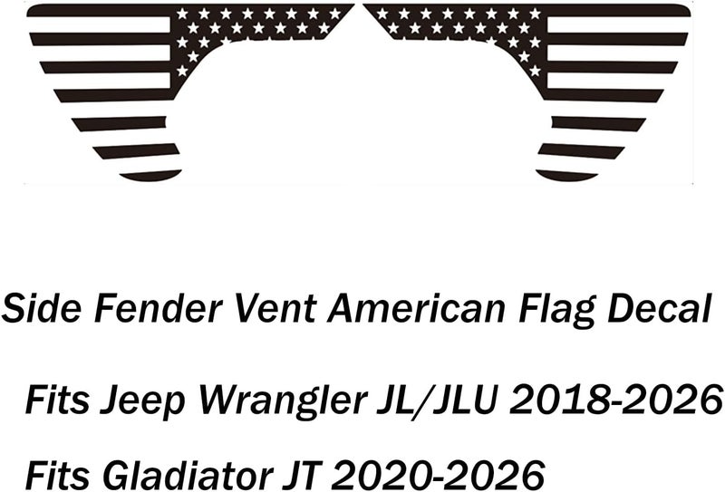 Zxiaochun Side Fender Vent American Flag Decals Precut USA Flag Vinyl Sticker for Jeep Wrangler JL JLU 2018-2022 2023 2024 2025 and Gladiator JT 2020 2021 2022 2023 2024 2025 Accessories(Matte Black) Multi-demand satisfied design - Image 3