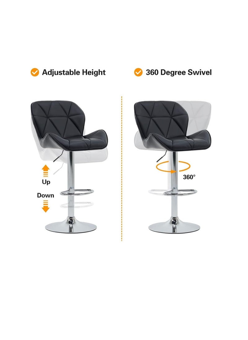 Generic - Bar Stool,Swivel Bar Chair with Back,PU Leather Adjustable Counter Height Bar Stools,Breakfast Barstools with Footrest for Home Kitchen Island - Image 1