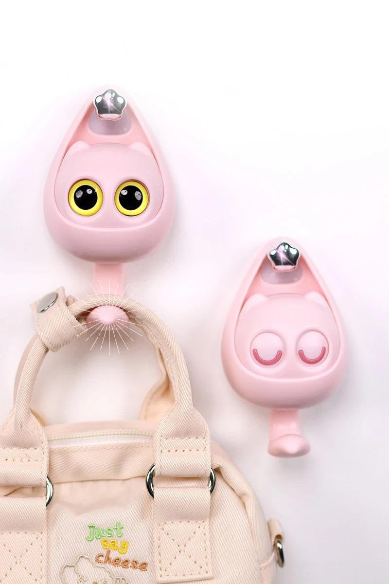 Ameedarshan Creative Cute Wink Owl Cartoon Self Adhesive Key Holder HooksHeavy Duty Hanger Hook for HatCoatKeyBagScarfTowel Wall Hanging Decoration Multicolor Pack of 2 Cartoon Shape Hook - Image 1
