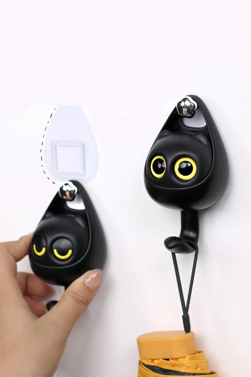 Ameedarshan Creative Cute Wink Owl Cartoon Self Adhesive Key Holder HooksHeavy Duty Hanger Hook for HatCoatKeyBagScarfTowel Wall Hanging Decoration Multicolor Pack of 2 Cartoon Shape Hook - Image 2
