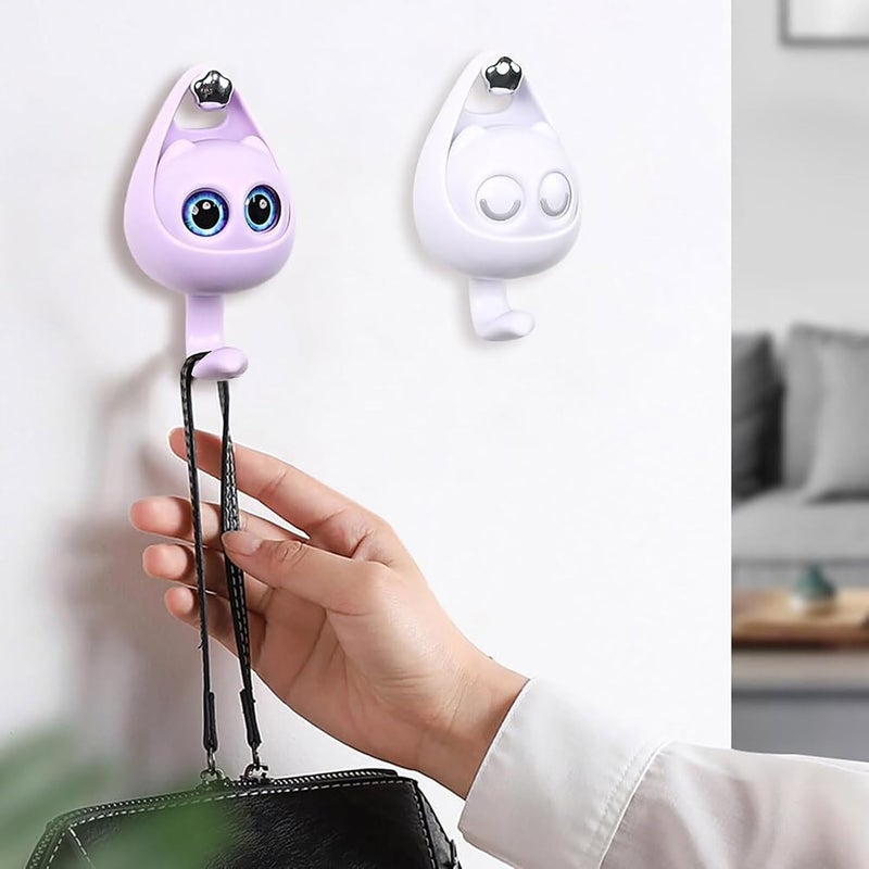 Ameedarshan Creative Cute Wink Owl Cartoon Self Adhesive Key Holder HooksHeavy Duty Hanger Hook for HatCoatKeyBagScarfTowel Wall Hanging Decoration Multicolor Pack of 2 Cartoon Shape Hook - Image 5