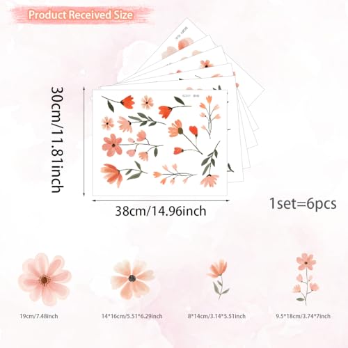 Ladinimo Flower Wall Decals，Boho Flower Wall Decals，Wildflower Sticker，Peel and Stick Floral Decor, Girls Bedroom Nursery Classroom Living Room, Spring Theme Decoration. - Image 2