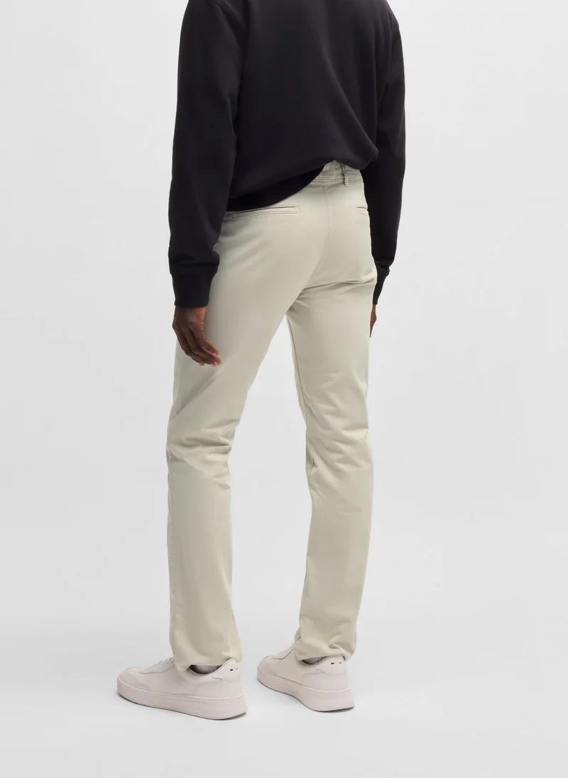 BOSS Regular-fit chinos in stretch-cotton satin