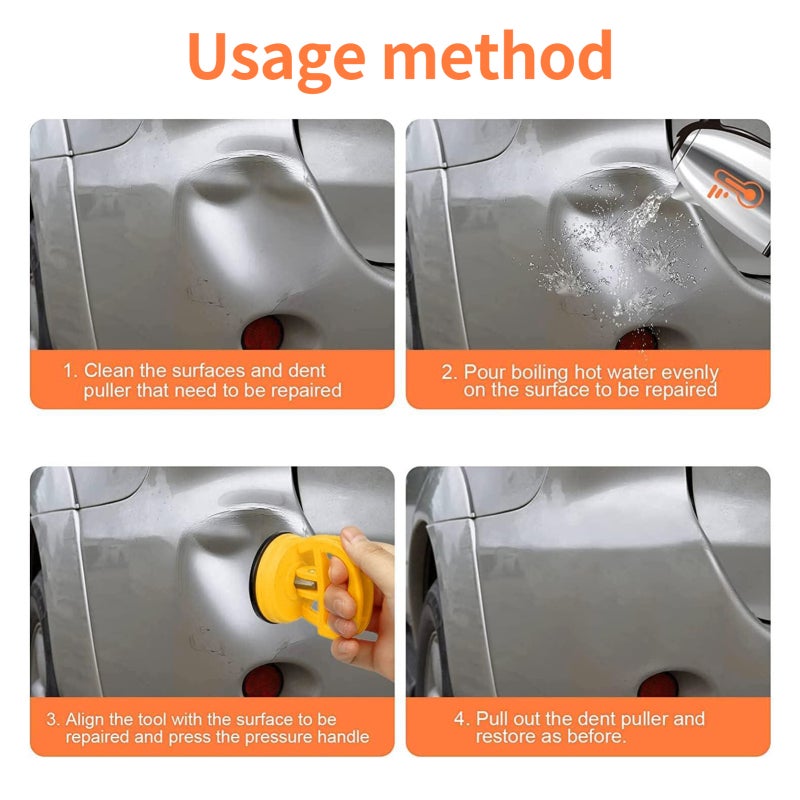 Aumotop Dent Puller Type 2 Orange And Yellow - Premium Plastic And Rubber Material Strong Suction Dent Remover Tool For Car Home Furniture Glass Moving - Image 2