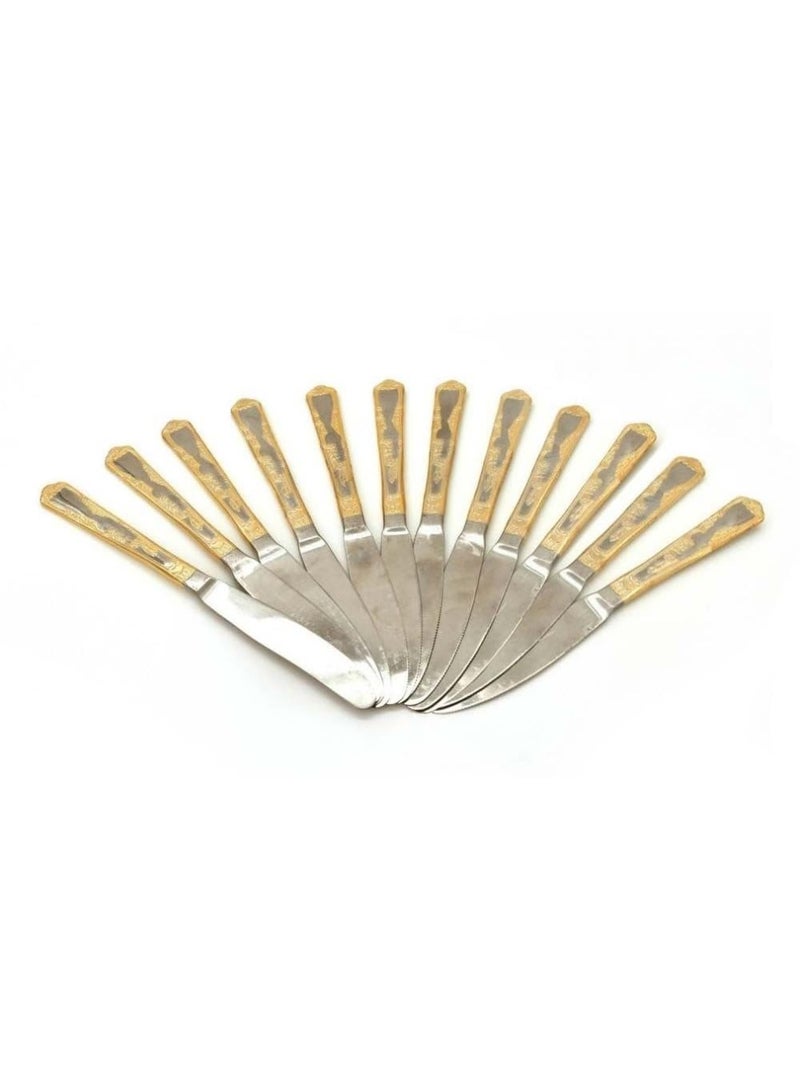 LTR 12-Pieces Samba 020200104 Gold-Plated Stainless Steel Table Knife Set  Food-Grade Stainless Steel Table Knife  Polished  Dishwasher Safe  Use For Home  Kitchen Or Restaurant - Image 4
