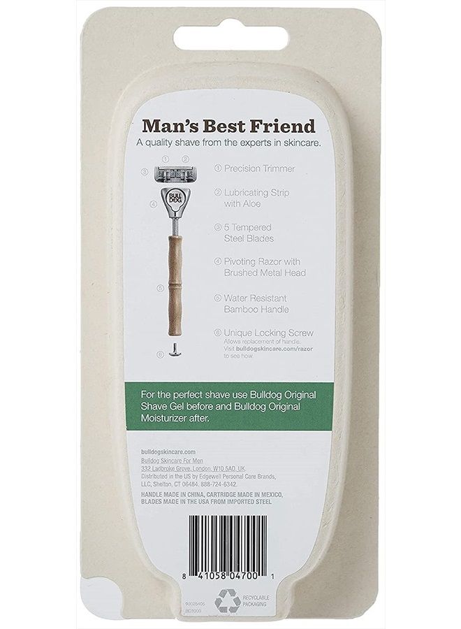 Bulldog Mens Skincare and Grooming Original Bamboo Razors for Men with a Natural Bamboo Razor Handle and 2 Razor Refills - Image 3