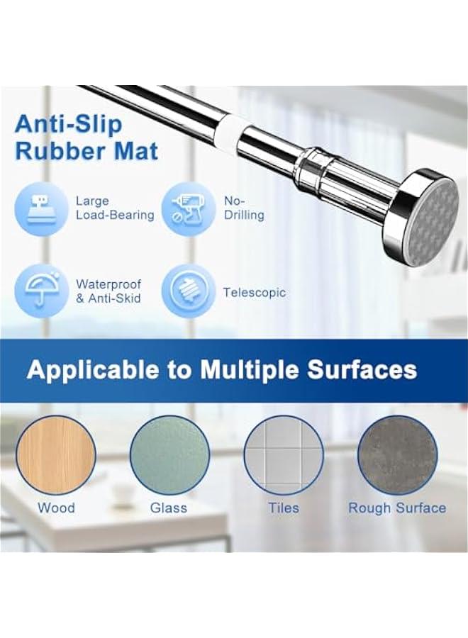 بيوينتي جلوكلوز قضيب ستارة الحمام بدون ثقب 130-230 سم قابل للتعديل قضيب ستارة زنبركي قابل للتمدد قضيب تلسكوبي من الستانلس ستيل مع قاعدة غير قابلة للانزلاق وقابلة للفصل للحمام والنوافذ والخزانة - Image 2