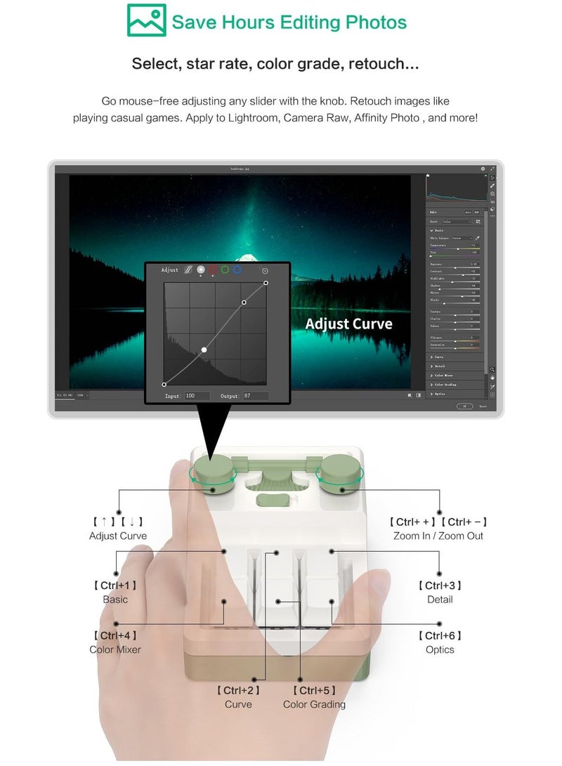 Wireless One Handed Programmable Mechanical Gaming Keyboard 6 Key 2 Knob Wireless RGB Programmable Macro Keyboard with Bluetooth 2.4G Receiver 400mAh Hot Swap Switch for Photoshop Gaming White - Image 4
