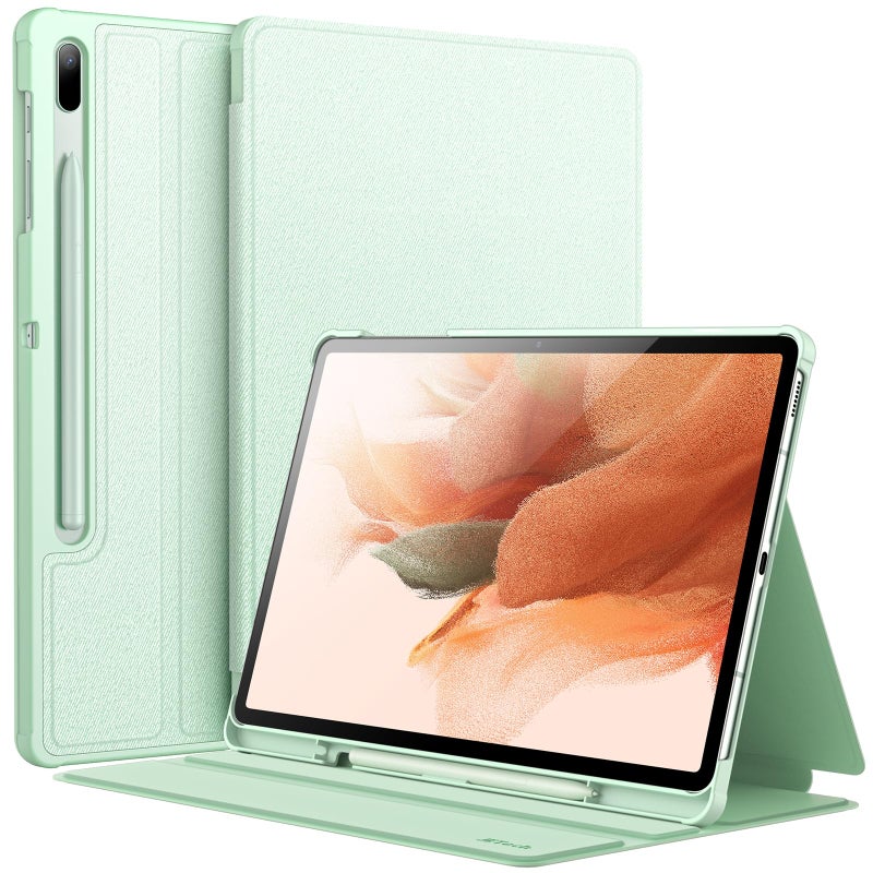JETech Case for Samsung Galaxy Tab S8 Plus 2022 / S7 FE 2021 / S7 Plus 2020 12.4-Inch with S Pen Holder, Slim Folio Stand Protective Tablet Cover, Multi-Angle Viewing (Misty Green) - Image 1
