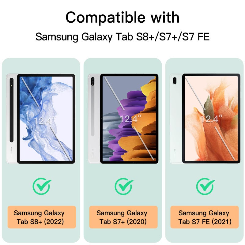 JETech Case for Samsung Galaxy Tab S8 Plus 2022 / S7 FE 2021 / S7 Plus 2020 12.4-Inch with S Pen Holder, Slim Folio Stand Protective Tablet Cover, Multi-Angle Viewing (Misty Green) - Image 2