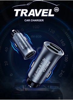 Recci 24W Travel Car Charger Fast Charging Dual USB Port 12-24V Car Adapter Compatible With iPhone 13 14 15 16 iPad Samsung Xiaomi Airpods Apple Watch Huawei Grey  - Image 2