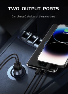 Recci 24W Travel Car Charger Fast Charging Dual USB Port 12-24V Car Adapter Compatible With iPhone 13 14 15 16 iPad Samsung Xiaomi Airpods Apple Watch Huawei Grey  - Image 3