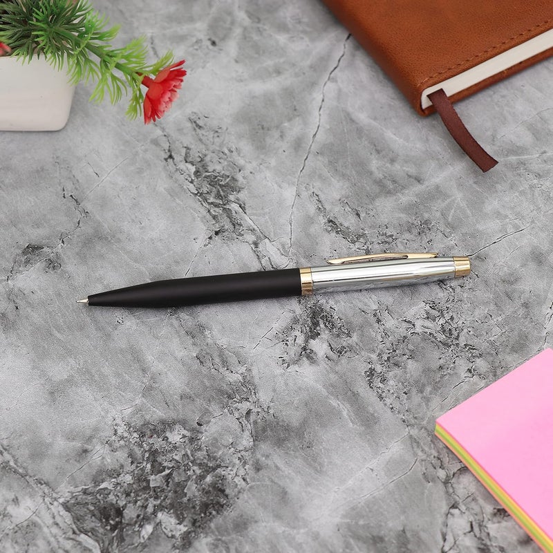 CrownLit Personalised Metal Pen with Name, Logo, Pack of 1 (Black Silver Retro) - Image 3