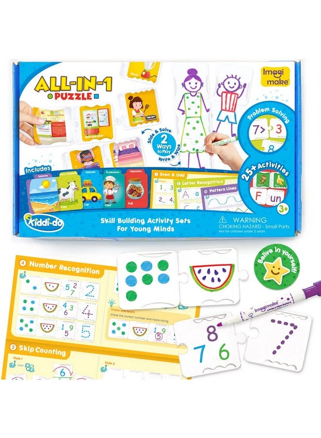 إيماجيميك Imagimake - Kiddi-Do All-In-1 Puzzle - تعلم أكثر من 25 نشاطًا لحل الألغاز والألعاب التعليمية للأطفال من سن 3 سنوات وما فوق، متعددة الألوان - Image 1
