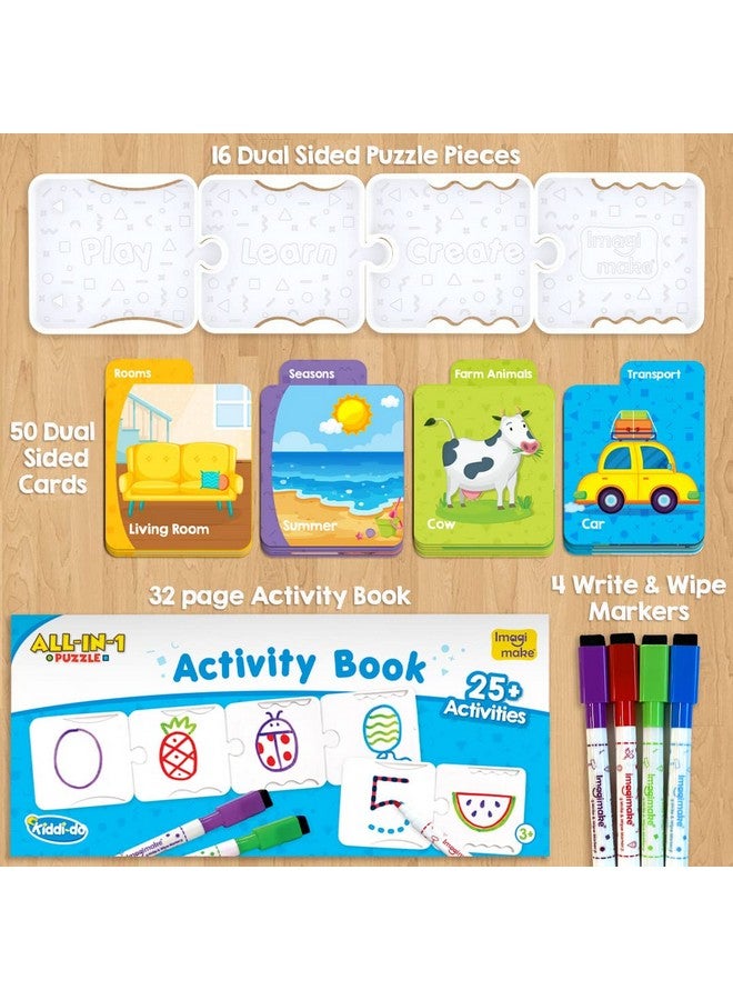 إيماجيميك Imagimake - Kiddi-Do All-In-1 Puzzle - تعلم أكثر من 25 نشاطًا لحل الألغاز والألعاب التعليمية للأطفال من سن 3 سنوات وما فوق، متعددة الألوان - Image 2