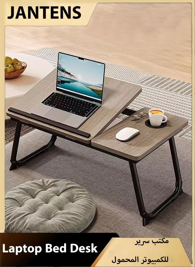 JANTENS Laptop Bed Tray Desk, Adjustable Folding Laptop Bed Table, Portable Standing Desk, Foldable Lap Tablet Desk with Cup Holder for Bed Couch Sofa Floor  - Image 1