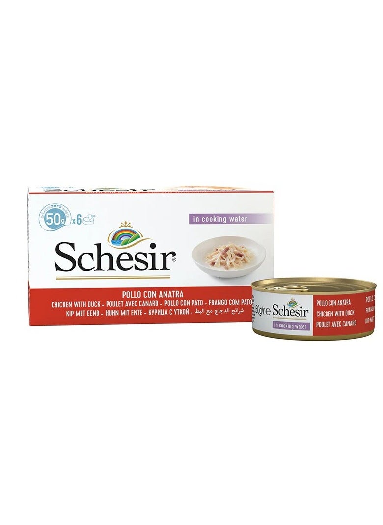 Schesir - Cat Multpack Can Wet Food Chicken fillets With Duck 6x50g Weight - 300g - Image 1