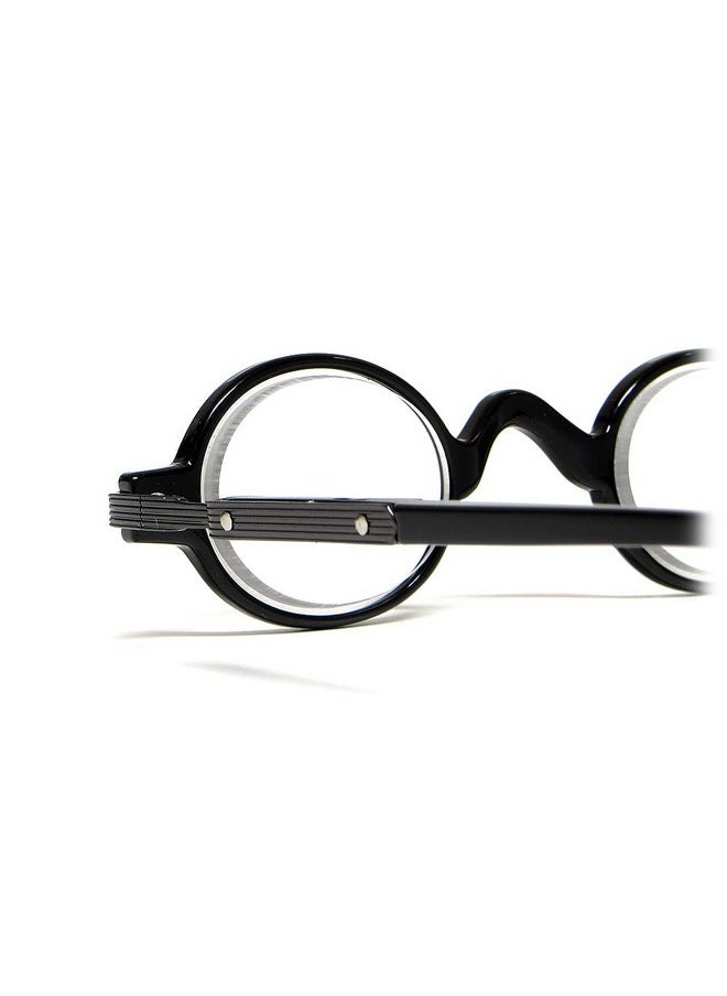 Calabria - R314/R501S Vintage Retro Metal Reading Glasses +2.00 Black For Men & Women Designer Professor Round One Power Readers - Image 1