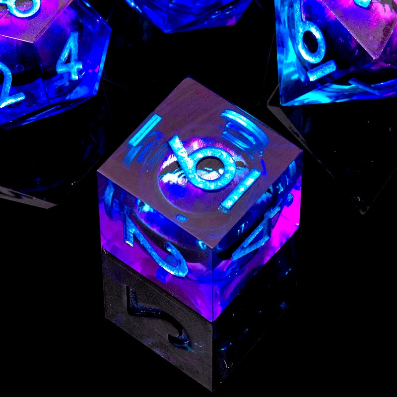 Yemeko Beholder'S Eye Dnd Dice- Dragon Eye Liquid Core Sharp Edge Handmade Dice Set For Dungeons And Dragons Ttrpg  Multi-Sided Rpg Polyhedral Resin Roleplaying(Blue Purple - Image 4