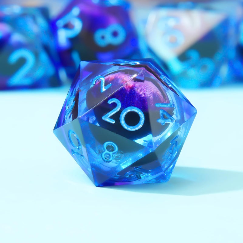 Yemeko Beholder'S Eye Dnd Dice- Dragon Eye Liquid Core Sharp Edge Handmade Dice Set For Dungeons And Dragons Ttrpg  Multi-Sided Rpg Polyhedral Resin Roleplaying(Blue Purple - Image 5