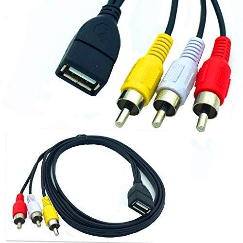 ANRANK UR20315AK 5FT/1.5M USB A Female to 3 RCA AV Audio Video Cable Cord Adapter for TV HDTV DVD - Image 1