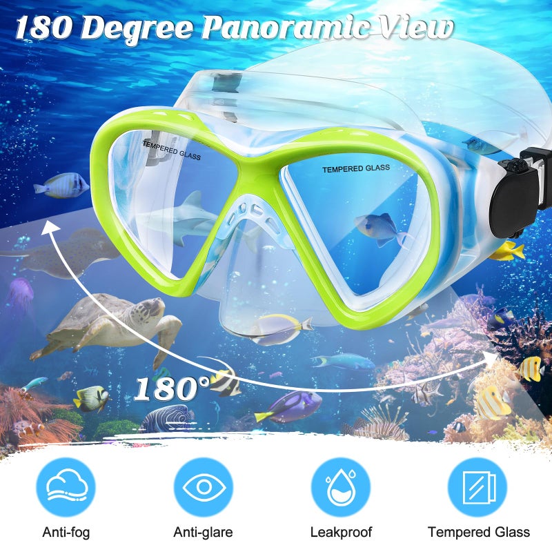 ACQCES Kids Swim Goggles Snorkel Diving Mask for Boys Girls Ages 5-15, Two-Color Anti-Fog Swimming Goggles with Nose Cover (1PCS Blue) - Image 3