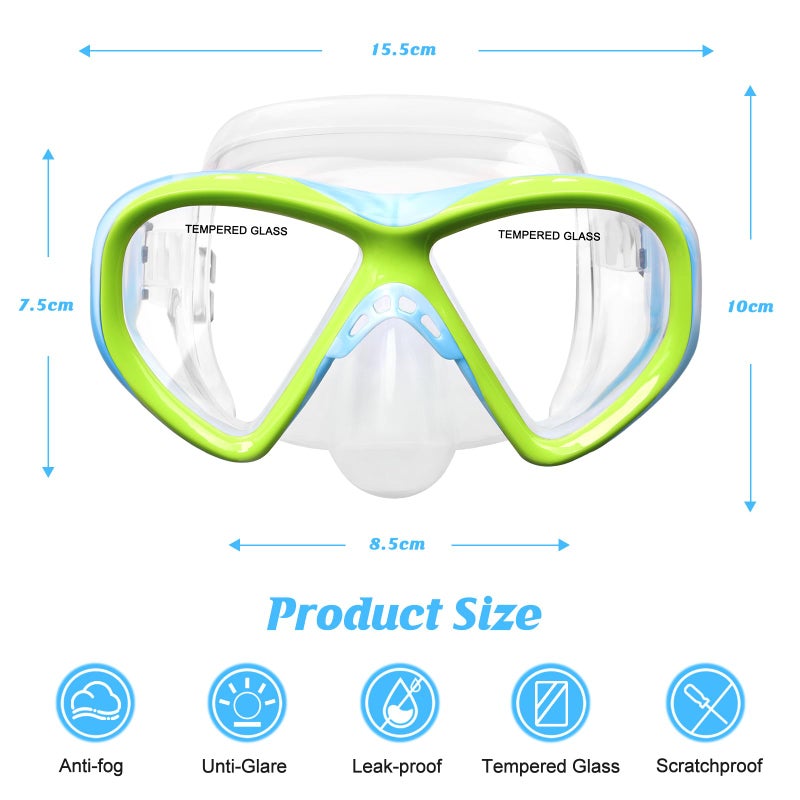 ACQCES Kids Swim Goggles Snorkel Diving Mask for Boys Girls Ages 5-15, Two-Color Anti-Fog Swimming Goggles with Nose Cover (1PCS Blue) - Image 5