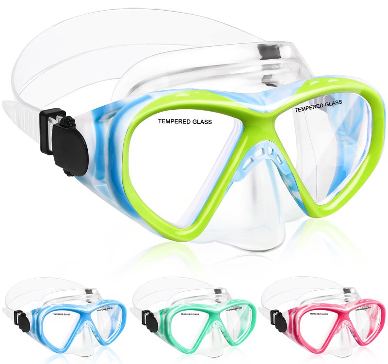 ACQCES Kids Swim Goggles Snorkel Diving Mask for Boys Girls Ages 5-15, Two-Color Anti-Fog Swimming Goggles with Nose Cover (1PCS Blue) - Image 1