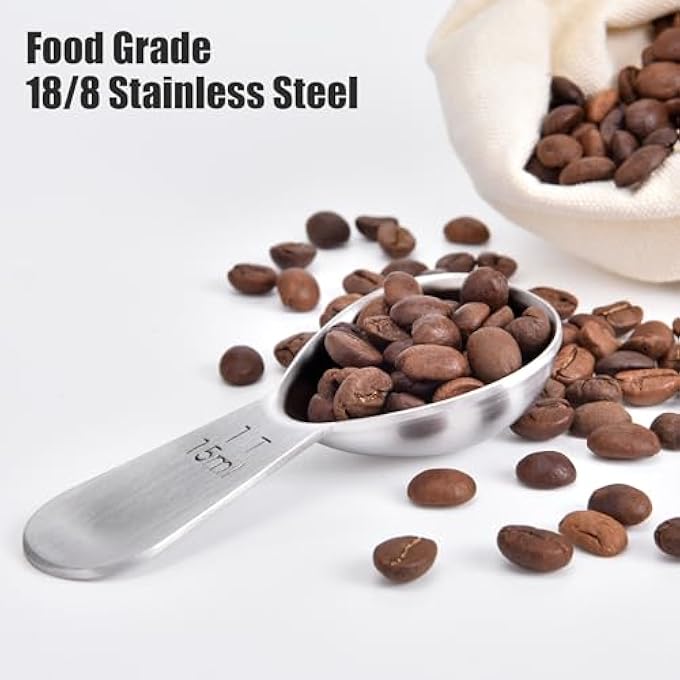 ريحني ملعقة طعام قهوة 1 ملعقة طعام ملعقة كبيرة من الفولاذ المقاوم للصدأ بمقبض قصير ملعقة صغيرة من المعدن المطحون حبوب القهوة مسحوق السكر 15 مل - Image 4