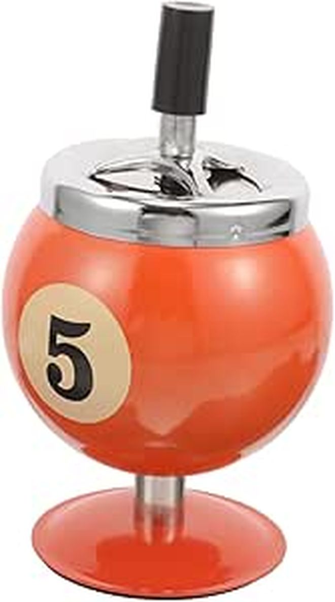 Metal Windproof Ashtray Billiards Shape With Stable Base Easy To Clean Portable - Image 1