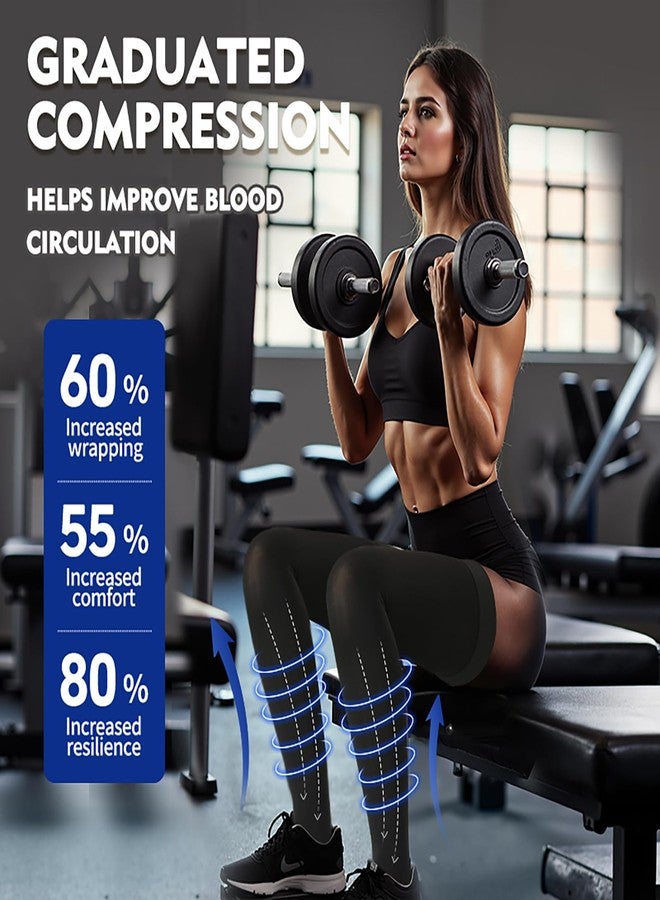 BURLWAY Footless Thigh High Medical Compression Stockings For Women & Men,20-30 mmHg Thigh High Compression Socks,Firm Graduated Support Hose with Silicone Dot Band-Ideal for Varicose Veins(1Pair) - Image 2