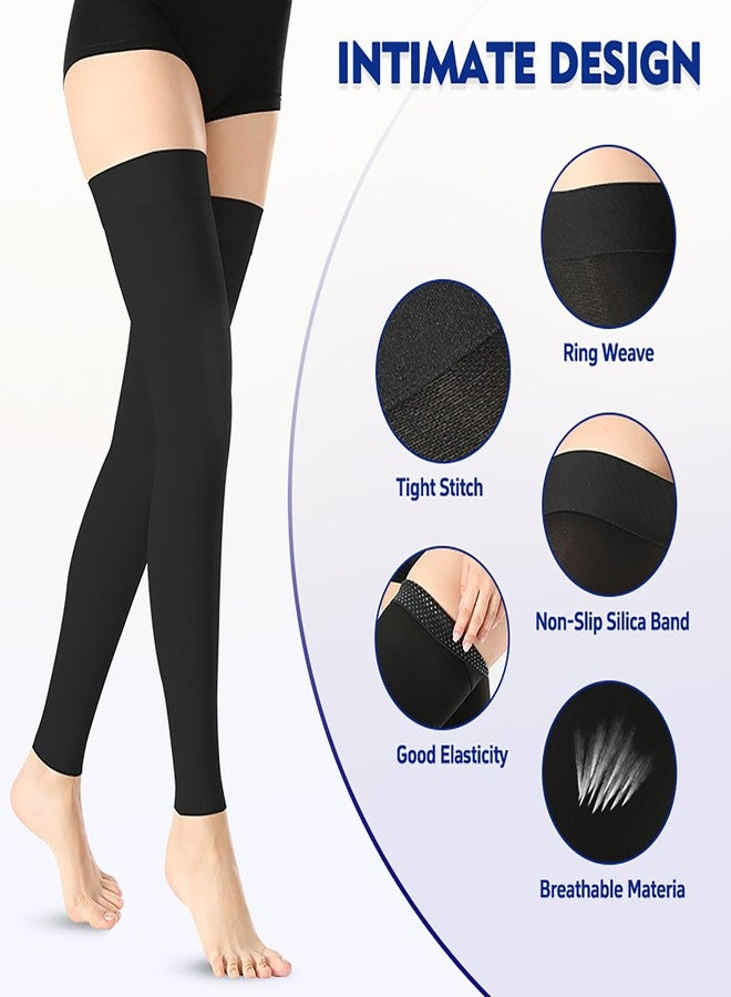 BURLWAY Footless Thigh High Medical Compression Stockings For Women & Men,20-30 mmHg Thigh High Compression Socks,Firm Graduated Support Hose with Silicone Dot Band-Ideal for Varicose Veins(1Pair) - Image 5
