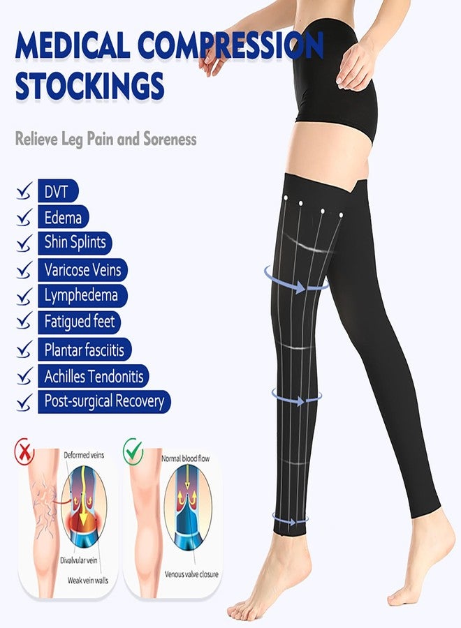 BURLWAY Footless Thigh High Medical Compression Stockings For Women & Men,20-30 mmHg Thigh High Compression Socks,Firm Graduated Support Hose with Silicone Dot Band-Ideal for Varicose Veins(1Pair) - Image 4