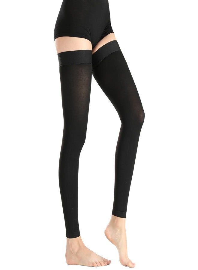 BURLWAY Footless Thigh High Medical Compression Stockings For Women & Men,20-30 mmHg Thigh High Compression Socks,Firm Graduated Support Hose with Silicone Dot Band-Ideal for Varicose Veins(1Pair) - Image 1