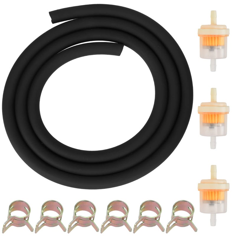 GREHUA Dirt Bike Gas Line with Filter Compatible with GY6 50cc 90cc 110cc 150cc 139QMB 157QMJ Taotao SSR Trailmaster 150 XRS Go Kart ATV Motorcycle Pitbike Scooter Moped Quad Buggy Parts Black