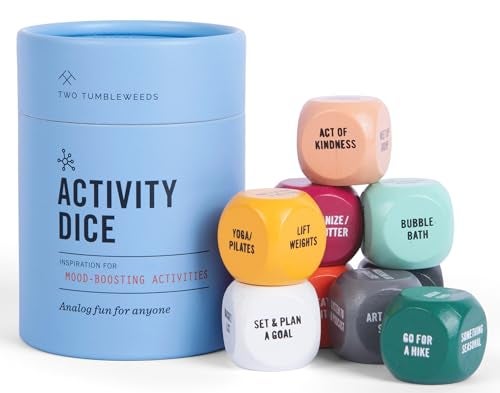 Two Tumbleweeds MoodBoosting Activity Dice 9 Wooden Dice for SelfCare Connection A Mindful Wellness Tool to Beat DoomScrolling 54 ScreenFree Activities for Calm Joy Creativity - Image 1