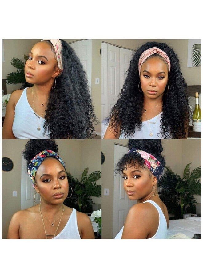 إسكدنيا 4 Pack Boho Cotton Non-Slip Headbands For Women Girls Yoga Workout Running Knotted Turban Floral Elastic Head Wrap - Image 3