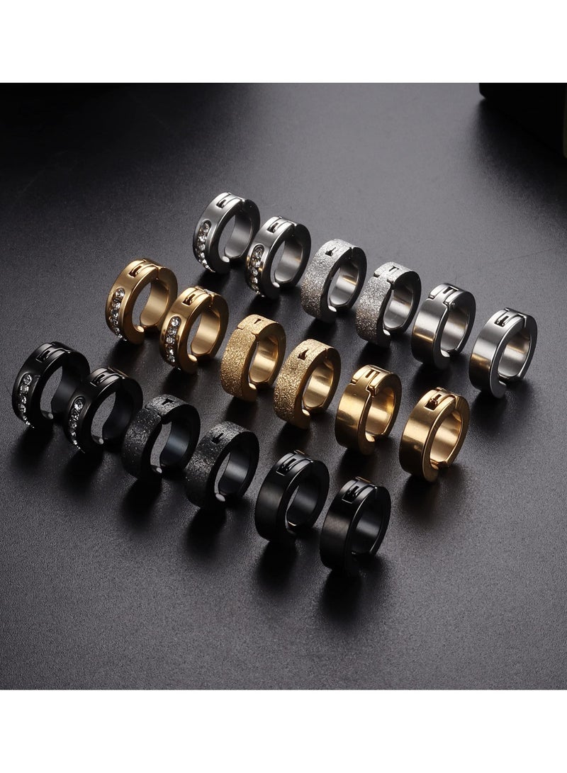 SYOSI Men's Ear Clip 9 Pairs of Hinged Hoop Earrings Non-piercing Earrings Ear Clip Fake Ear Hoops for Men and Women  - Image 5