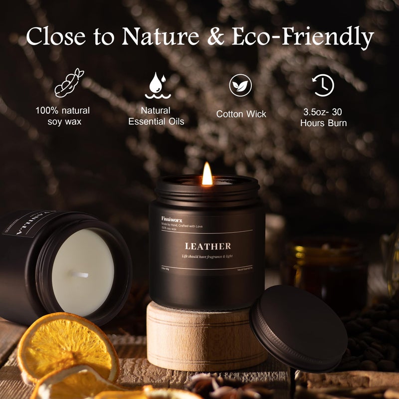 FISSIWORX 9 Pack Scented Candles Set Gifts for Men, Aromatherapy Candle Set with Scents (Leather/Vanilla/Oak) - Gift for Dad, Boyfriend, Birthday, Fatherâ€™s Day, Valentine's Day Gift - Image 3