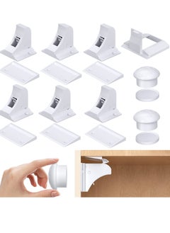 6 Pack Magnetic Child Safety Cupboard Locks with 2 Keys, Babyproof Your Cabinets and Drawers, No Drilling or Screws Needed, Includes 1 Child Safety Lock for Knobs
