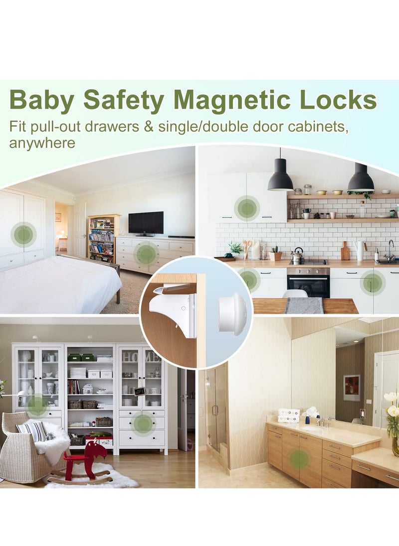 Generic - 6 Pack Magnetic Child Safety Cupboard Locks with 2 Keys, Babyproof Your Cabinets and Drawers, No Drilling or Screws Needed, Includes 1 Child Safety Lock for Knobs - Image 1