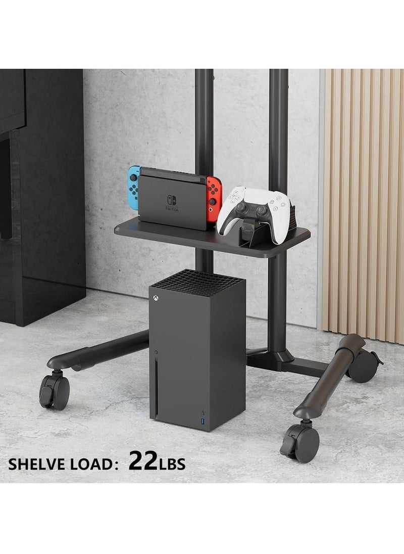 JAJEEK Rolling TV Stand - Height Adjustable Mobile TV Cart for 32 to 70 Inch Screens, Adjustable Shelf, Holds Up to 88lbs, Flat & Curved Screen Compatibility, Integrated Cable Management, Lockable Casters for Easy Mobility - Image 4